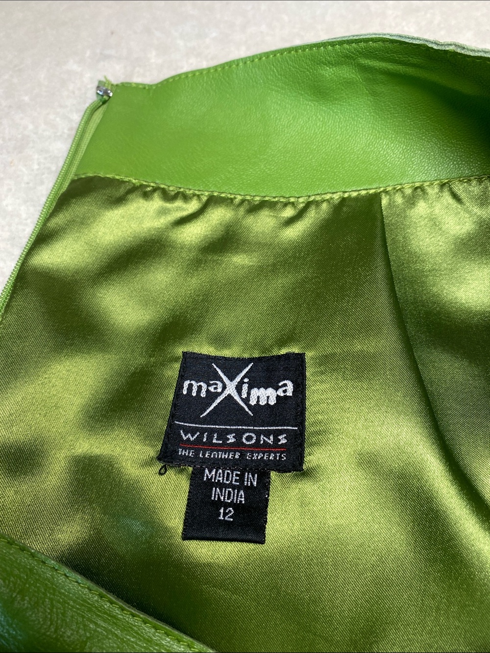 Wilson’s Green Leather A-Line Mini Skirt - Picture 6 of 12